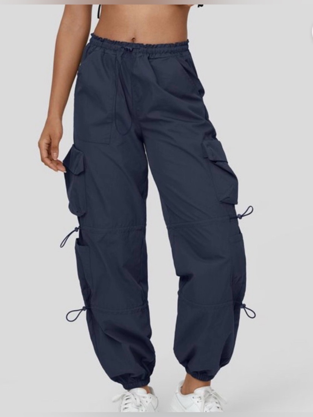 Halara Navy Drawstring Multi Pocket Casual Cargo Jogger Pants